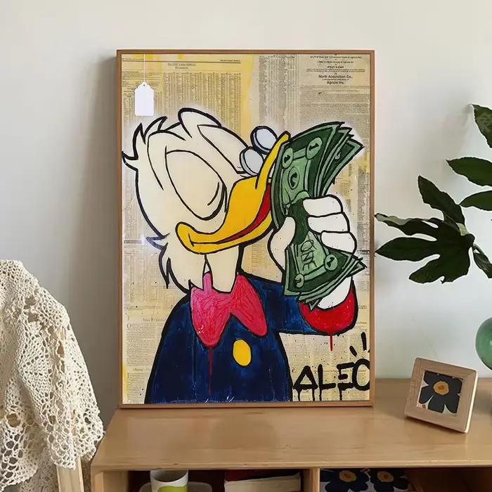 Tableaux d'art graffiti Disney Donald Duck Love Money