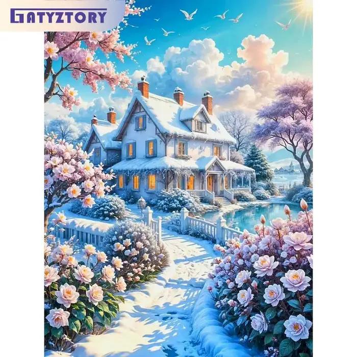 Peinture par numéros Maison de Neige 40x50cm