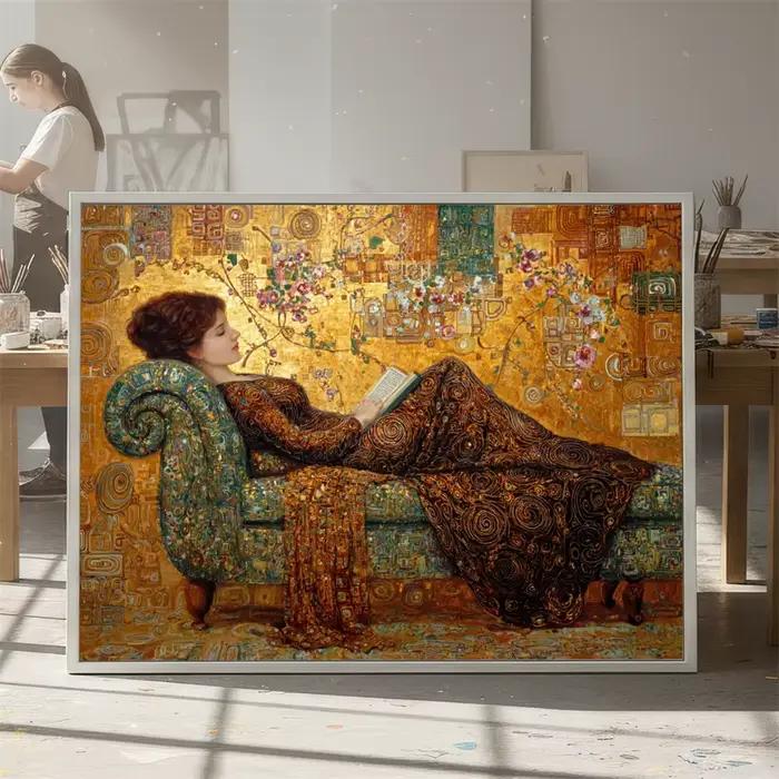 Peinture sur toile Gustav Klimt Femme allongée