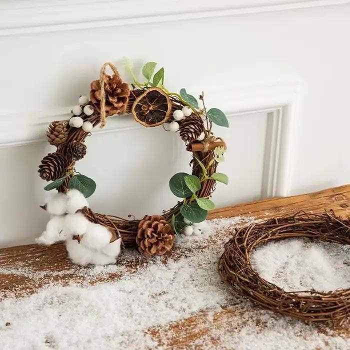 10cm/15cm/20cm cadre en rotin artificiel maison de mariage fête de noël jardin extérieur décor bricolage mariée couronne porte accessoire suspendu