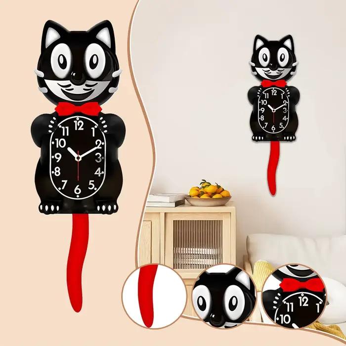 Horloge classique chat mignon avec pendule à queue pivotante