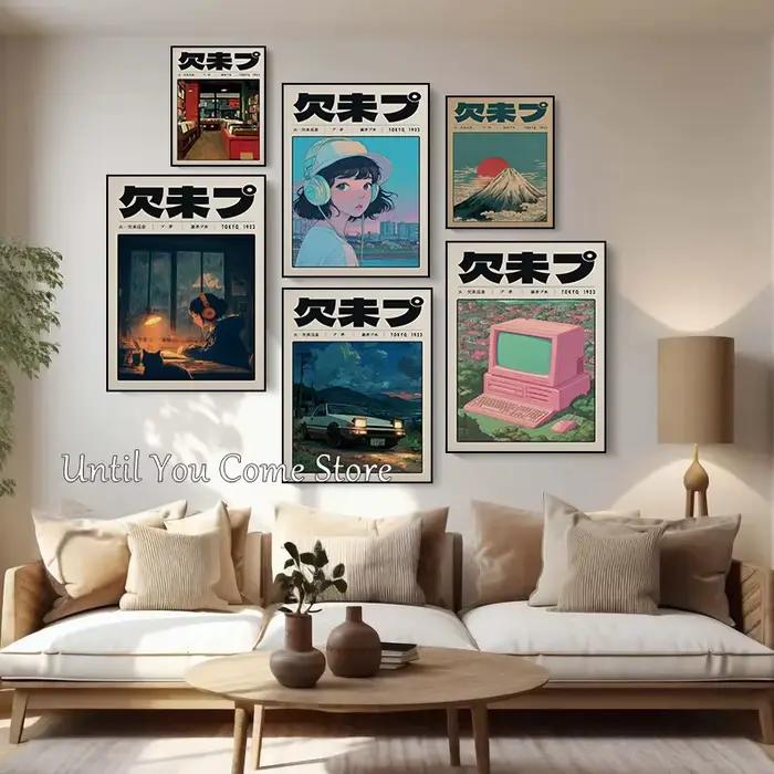 Affiche d'art rétro japonaise Post Rain Street Series