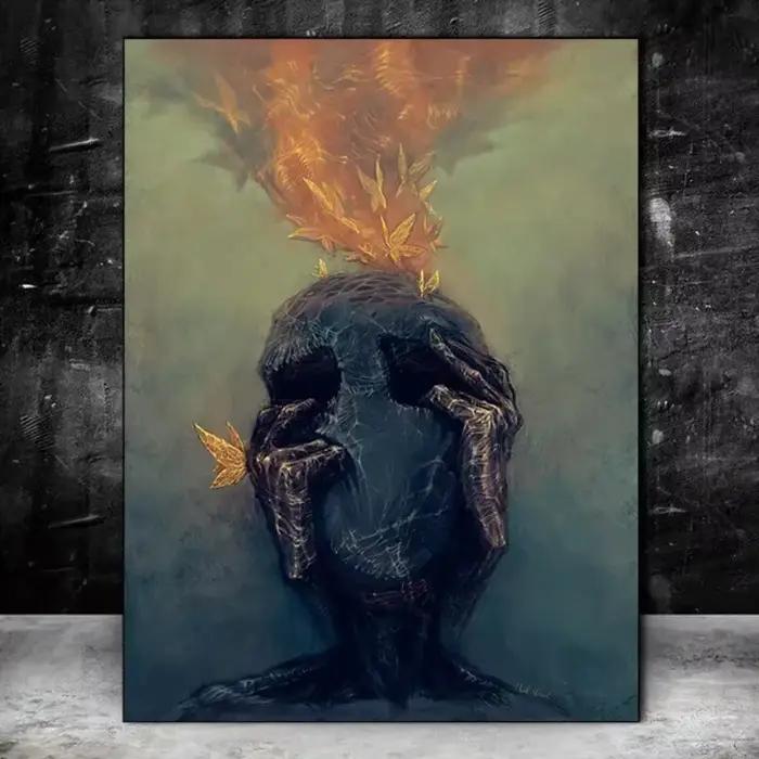 Zdzisaw Beksiski œuvre polonais surréaliste foncé affiche imprime toile peinture gothique Art Mural pour salon décor à