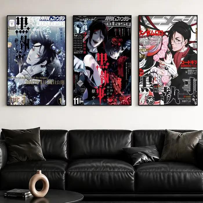 Affiche murale sur toile avec peinture et calligraphie Anime B-black Butler