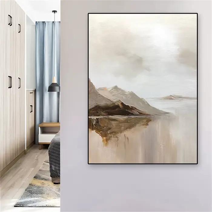 Grande affiche de peinture abstraite beige