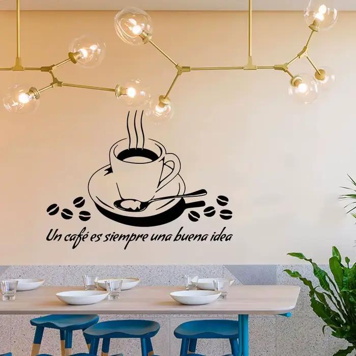 Autocollants muraux espagnols « Un café est toujours une bonne idée »
