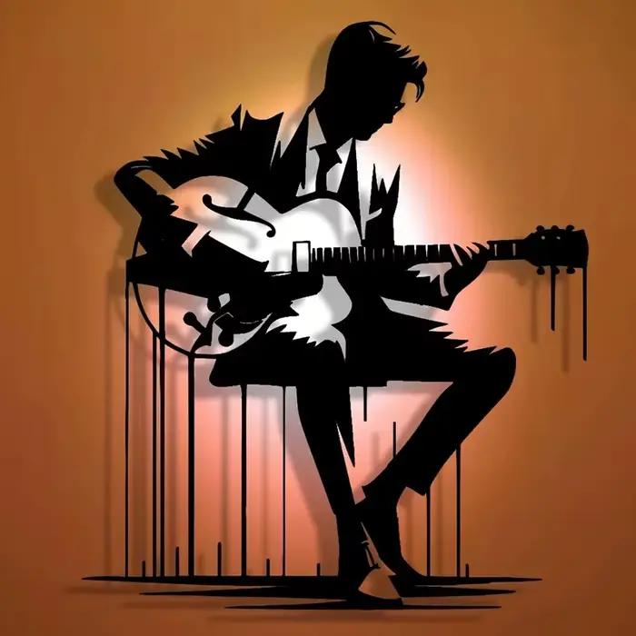 Art mural de guitare en métal abstrait