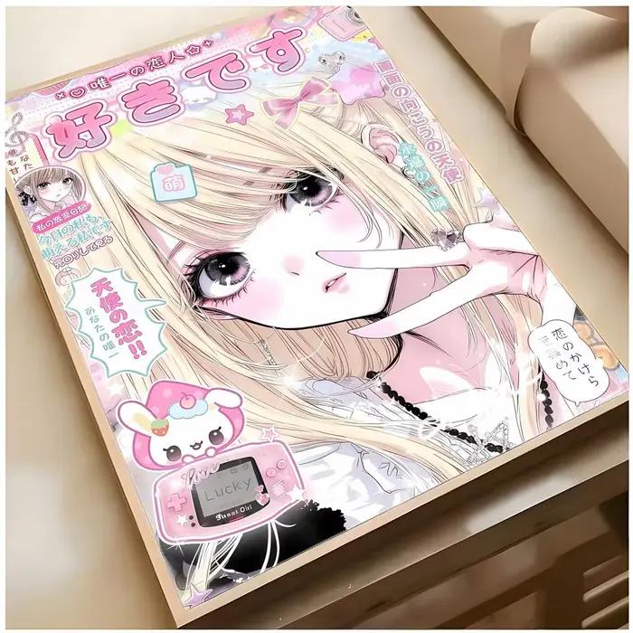 Affiche tendance rose style magazine japonais G-Gyaru, décoration d'intérieur haut de gamme pour la maison et les bars