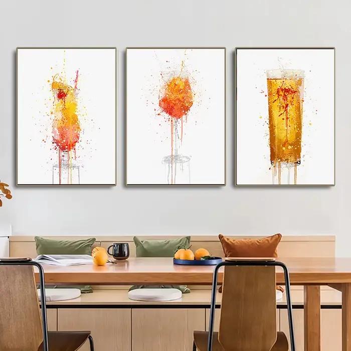 Affiche d'interconnexion de verre à vin rouge, flûte à champagne cocktail, peinture sur toile, art mural, image, bars et cuisine, décoration d'intérieur