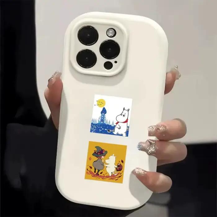 Autocollants Kawaii Anime Moomins Série 500 Pièces Personnages de Dessins Animés Mignons Créativité Impression HD DIY Coque de Téléphone Autocollant Graffiti