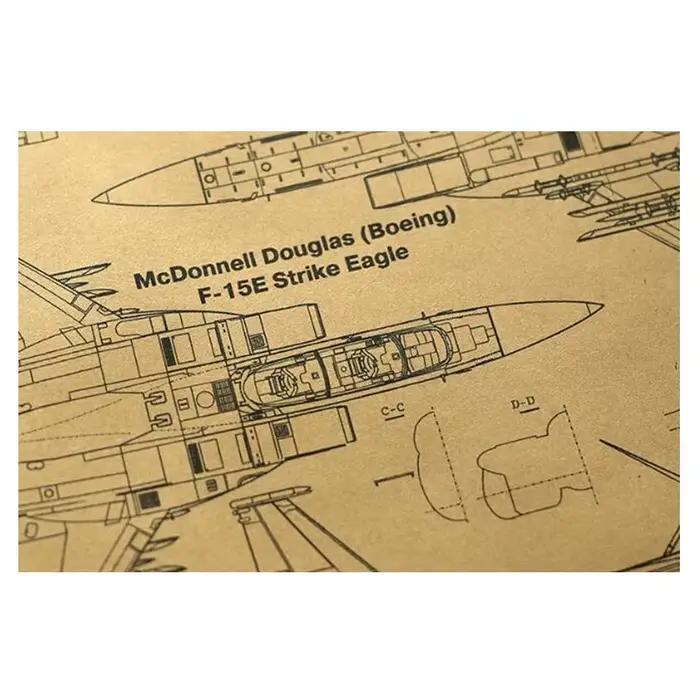 Autocollant mural vintage F15E en papier Kraft