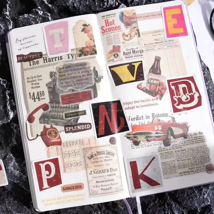 Autocollants DIY rétro colorés avec lettres de l'alphabet anglais