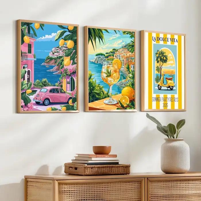 Peinture sur toile citron Orange fruits impression Aperol Spritz sur l'Amalfi Art mural italien pour salon cuisine décor
