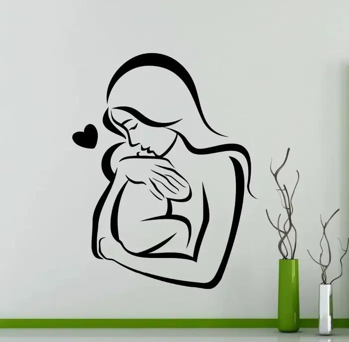 Décalcomanie d'art mural pour bébé et mère