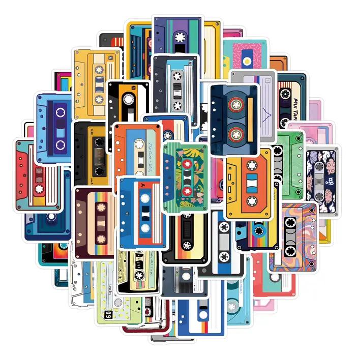 55 autocollants rétro de musique vintage