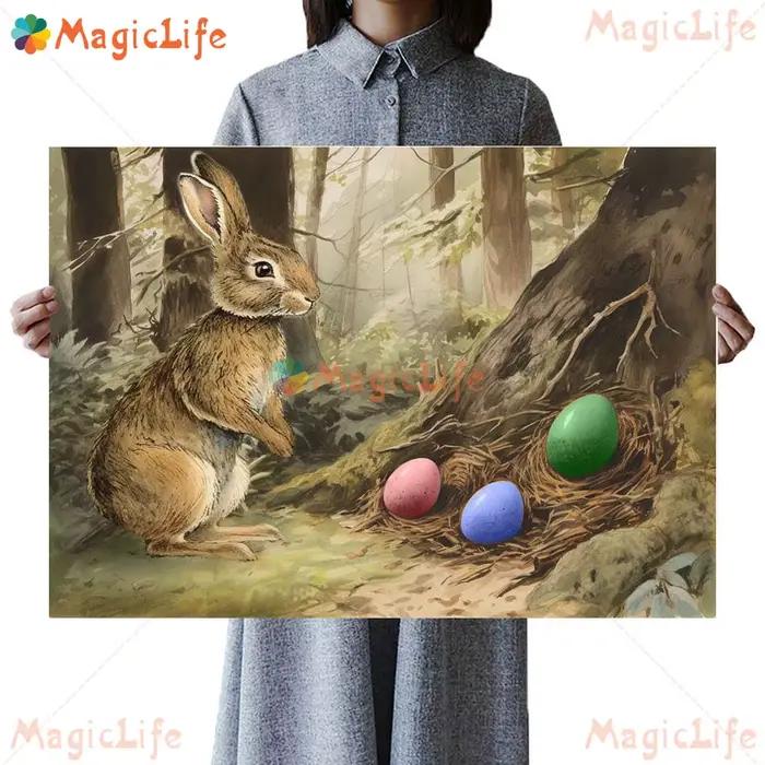 Affiches imprimées de lapin de pâques
