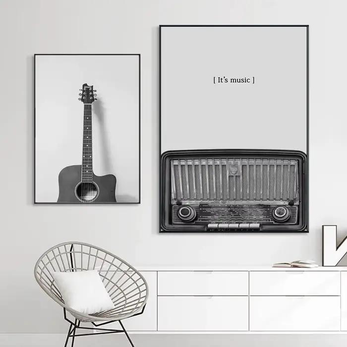 Affiches et impressions de disques de musique en noir et blanc