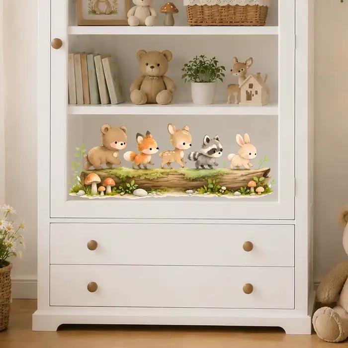 Autocollant de fenêtre animaux de la forêt pour chambre de bébé