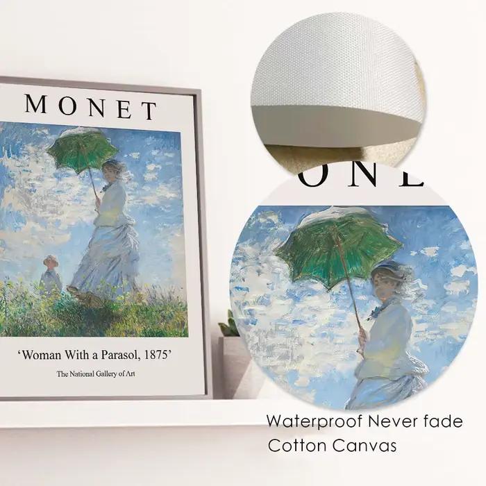 Affiche d'exposition Claude Monet, femme avec un parasol, eau CAN ies, peinture sur toile, art mural, impression murale, salon, décoration d'intérieur