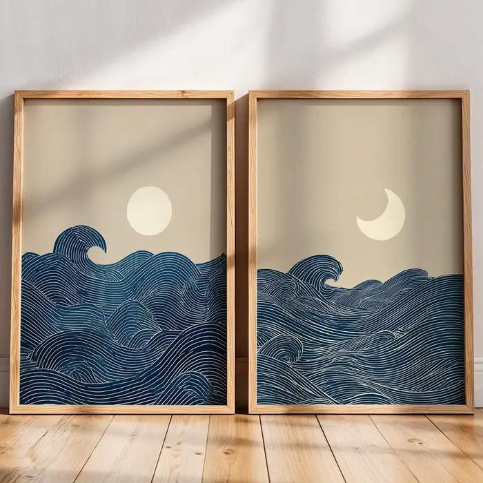 Japandi Wall Art Minimalist Pink Sunset Print