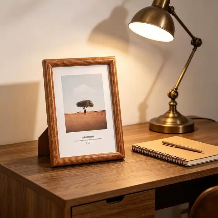 Cadre photo rectangulaire en bois avec couvercle transparent