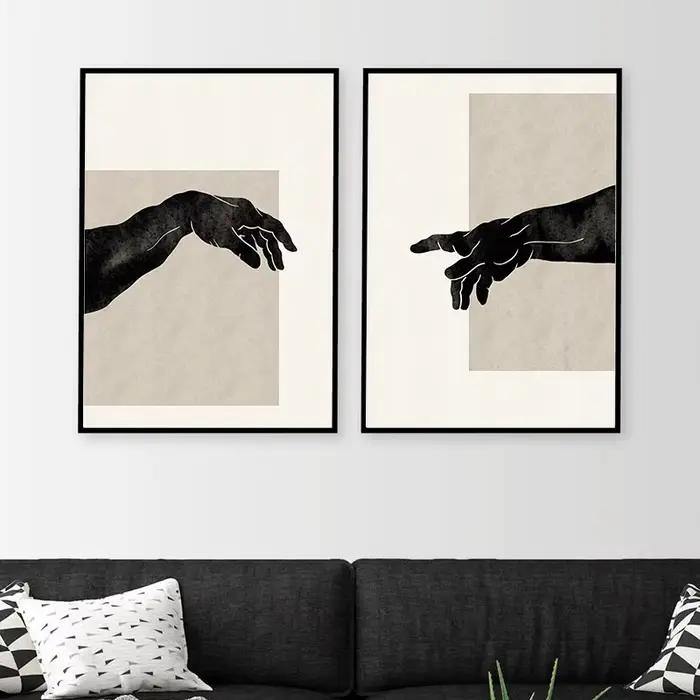 Toile d'art mural Boho gris neutre