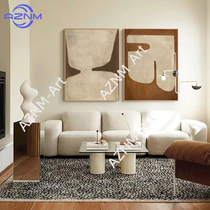 Peinture abstraite marron sur toile