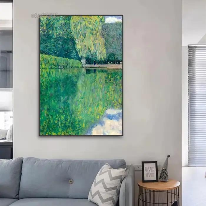 Gustav Klimt fleur jardin tournesols église toile peinture à l'huile plantes abstraites fleurs mur Art affiche nordique décor à la maison murale