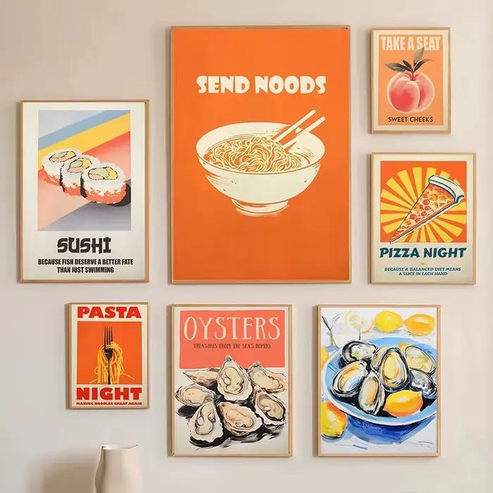 Affiche de poisson de homard de sardine colorée abstraite