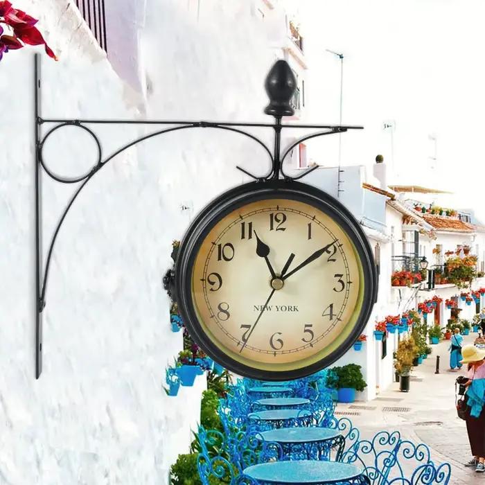 Horloge murale rétro Double face