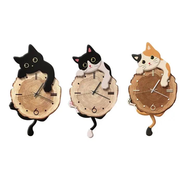 Horloge murale chat, pendule mignon