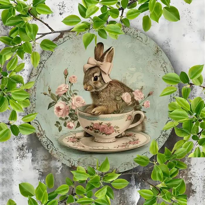Décoration murale couronne en bois de style campagnard avec motif de lapin-"Tout vous avez besoin est une société lapin"