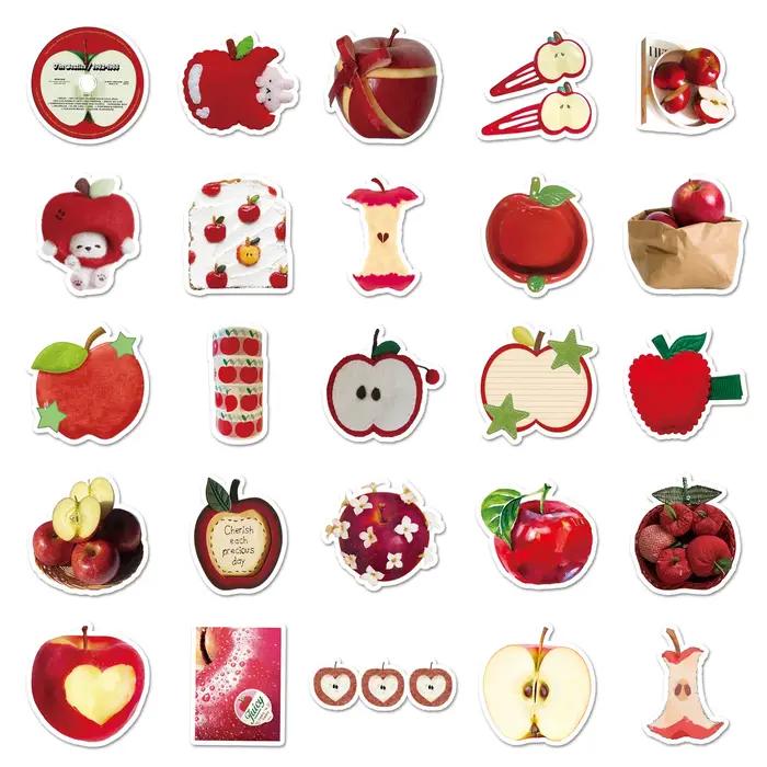 10/50 PIÈCES Apple Graffiti Autocollants Fruits Dessin Animé Décoration BRICOLAGE Réfrigérateur Bagages Ordinateur