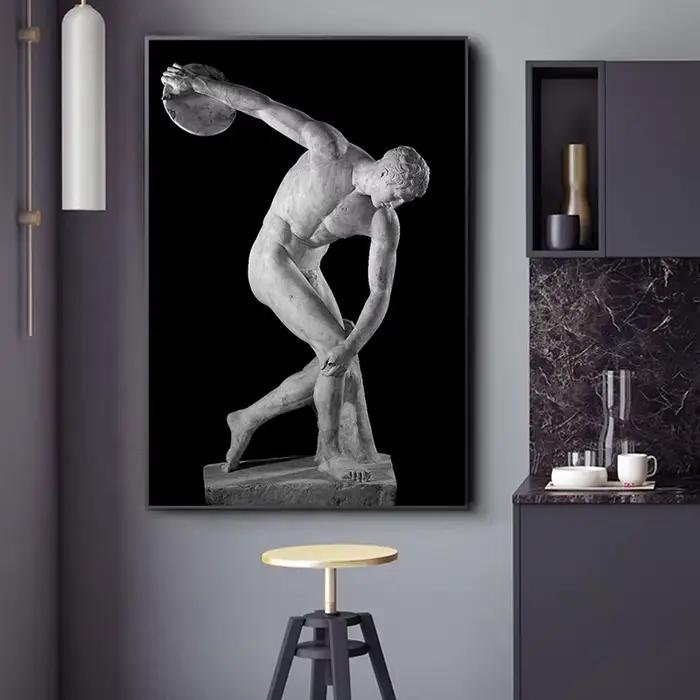 Statue de célébrité néoclassique classique rétro noir et blanc
