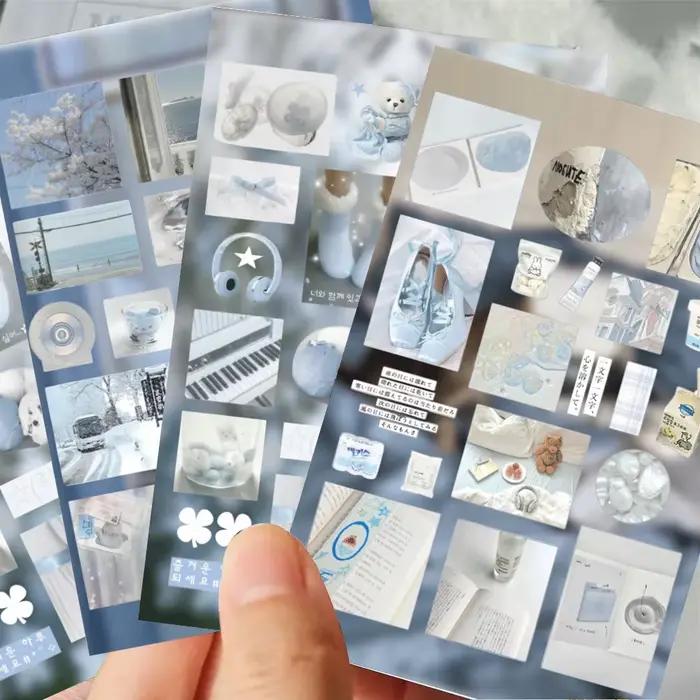 8 pièces autocollants série bleue-décalcomanies décoratives fraîches pour manuels, coques de téléphone et cahiers BulingBulingStickers Store