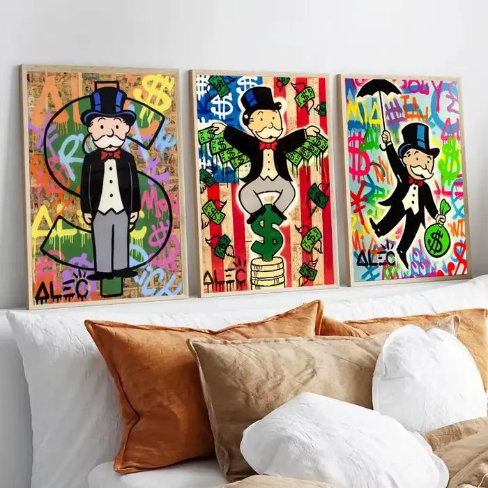 Mode Alec monopole millionnaire argent toile peinture moderne rue Graffiti affiche murale imprime chambre cadeaux maison photos décor