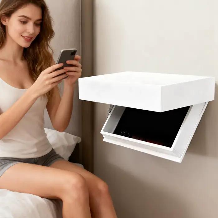 Étagère murale décorative en bois flottant avec compartiment secret