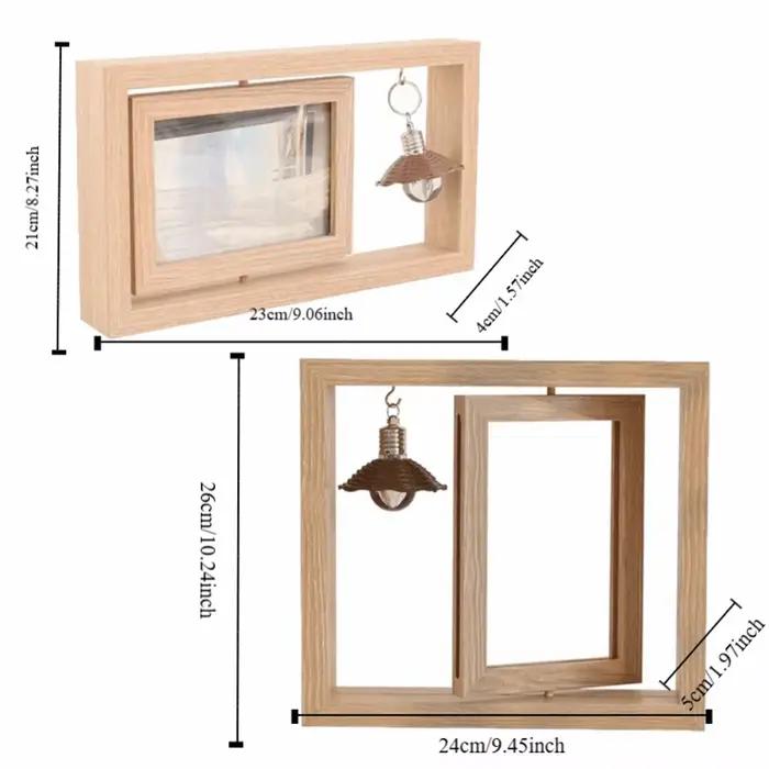 Cadre photo en bois double face rotatif