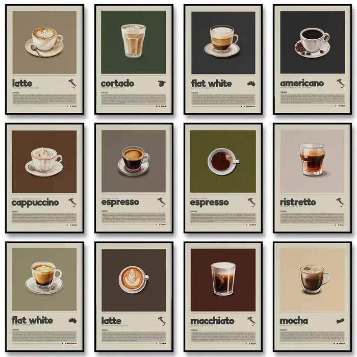 Affiche d'art de café minimaliste