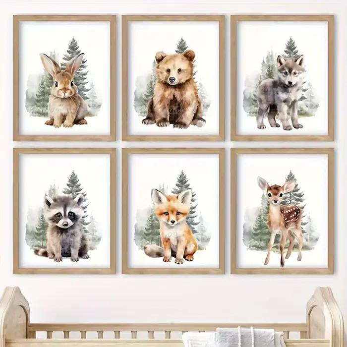 Impression sur toile d'animaux mignons de la forêt