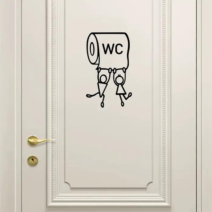 Autocollants de dessin animé « WC » - Art mural humoristique pour les toilettes