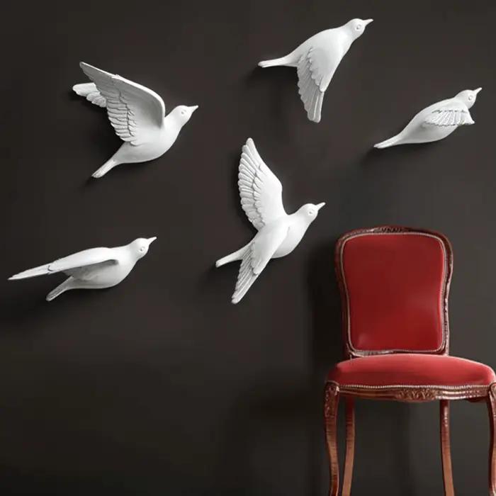 Autocollants muraux oiseaux en résine 3D