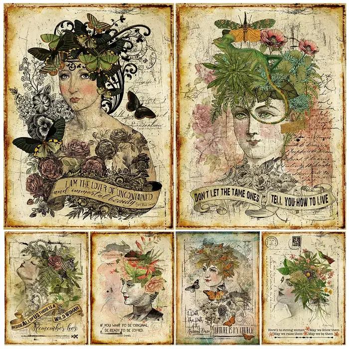 Peinture sur toile d'art mural vintage de femme de nature et d'homme de forêt