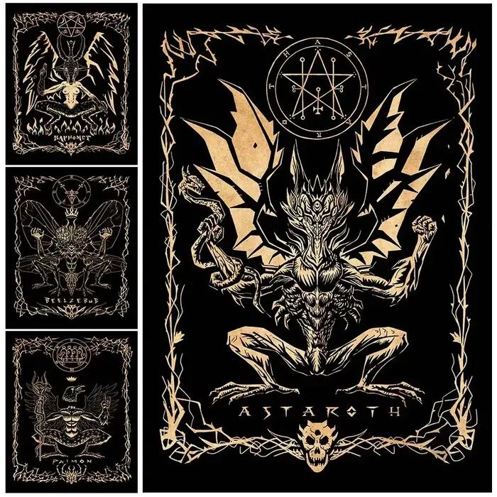 Asmod192.- Affiche sur toile décorative Astaroth Baphomet Beelzebub Paimon SAFArt