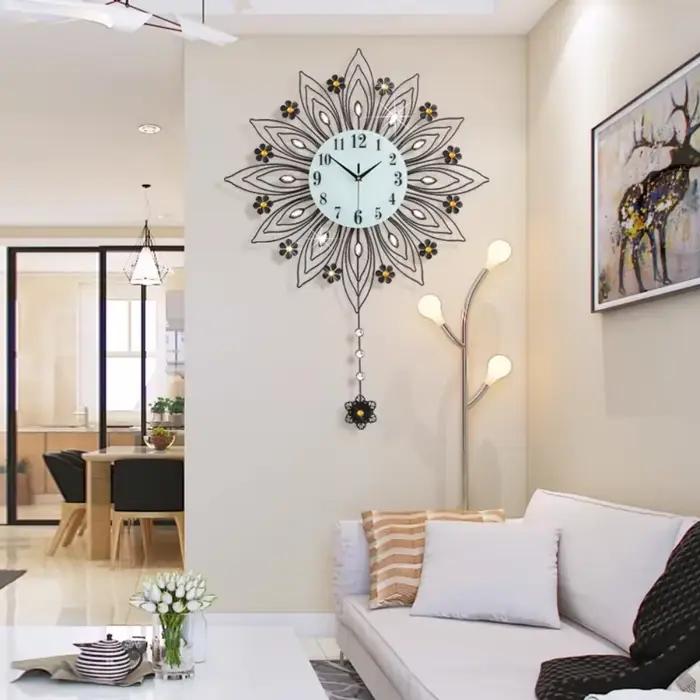 Horloge murale de luxe moderne en or Vintage