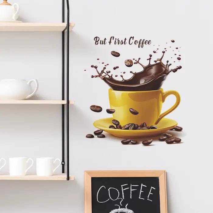 Autocollant mural créatif en forme de tasses à café