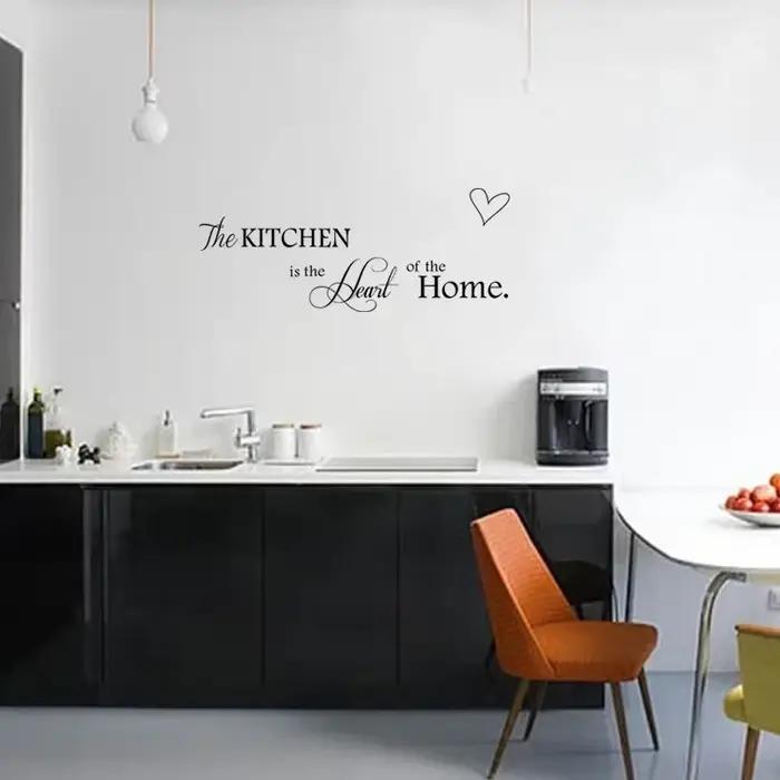 Autocollants Muraux en Vinyle avec Inscription "La Cuisine est un Cœur"