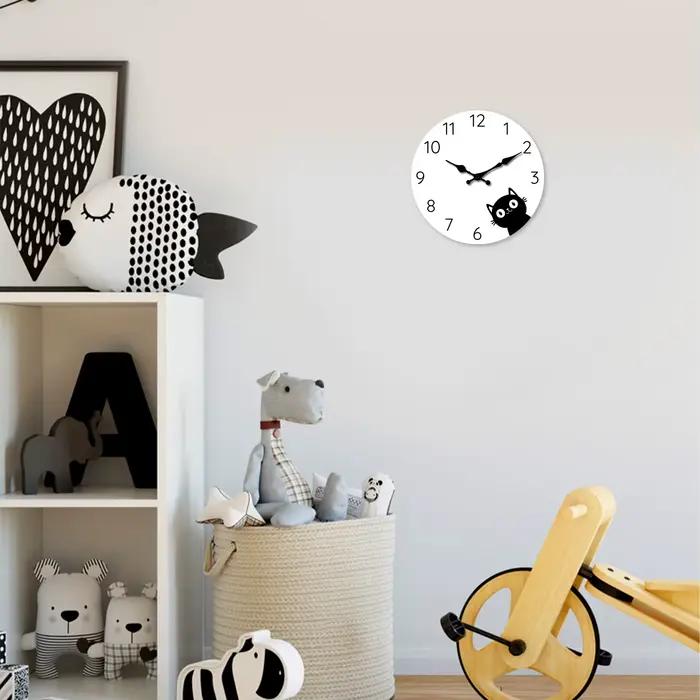 Horloge murale moderne en bois de chat noir Normcore salon chambre cuisine décoration de la maison