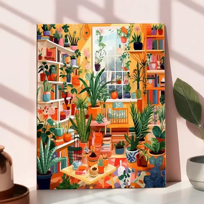 Kits de peinture par numéros de Jungle d'intérieur avec fenêtres solaires