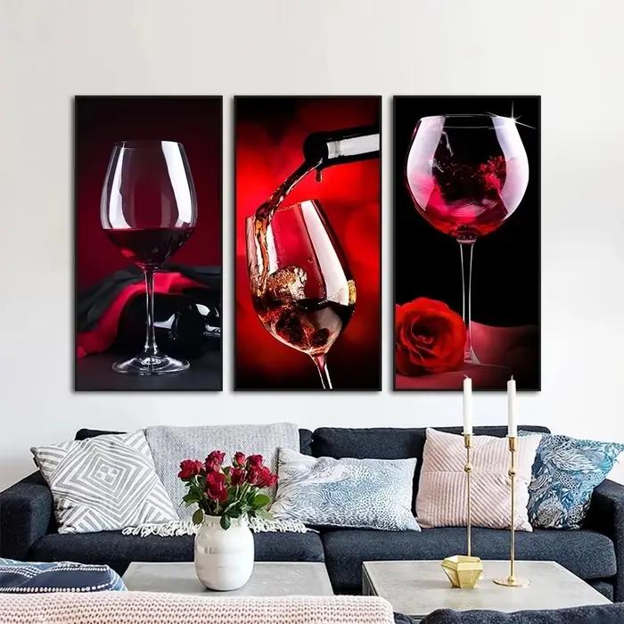 Affiche en toile de verre à vin rouge, cuisine, œuvre d'art européenne Vintage, image murale imprimée, décor de salon, hôtel, chambre à coucher, Restaurant